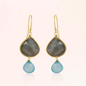 Labradorite and Chalcedony Earrings