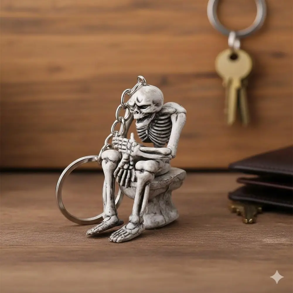 Unique Gothic Skull Keychain, Zinc Alloy Prank Gift for Him, Mini Retro Car Accessory, Funny Halloween Charm, Durable Metal Keyring for Motorcycle Lovers, Quirky Social Giveaway, Anti-Rust Design