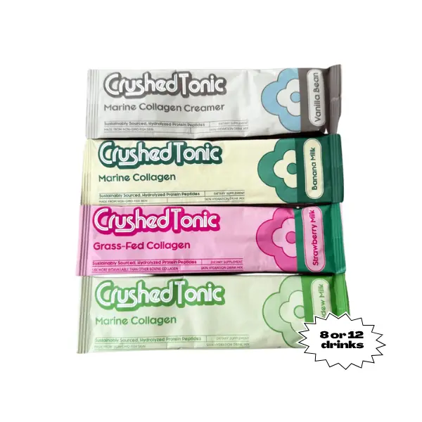 Crushed Tonic - Sample Sticks - Discovery Mini Pouch - Halal & Kosher Beauty Supplement - for Skin, Hair & Health - Gluten Free GMO Free Skin Care Hair & Nail Care Healthcare Supplement Fitness Edible Dietary Beauty Protein