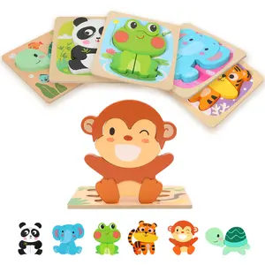 Wooden Puzzles for Toddlers 2-4. 6Pack Animal Shape Puzzle Montessori Toys for1 2 3 Year Old, Educational Learning Toys forGirls Boys
