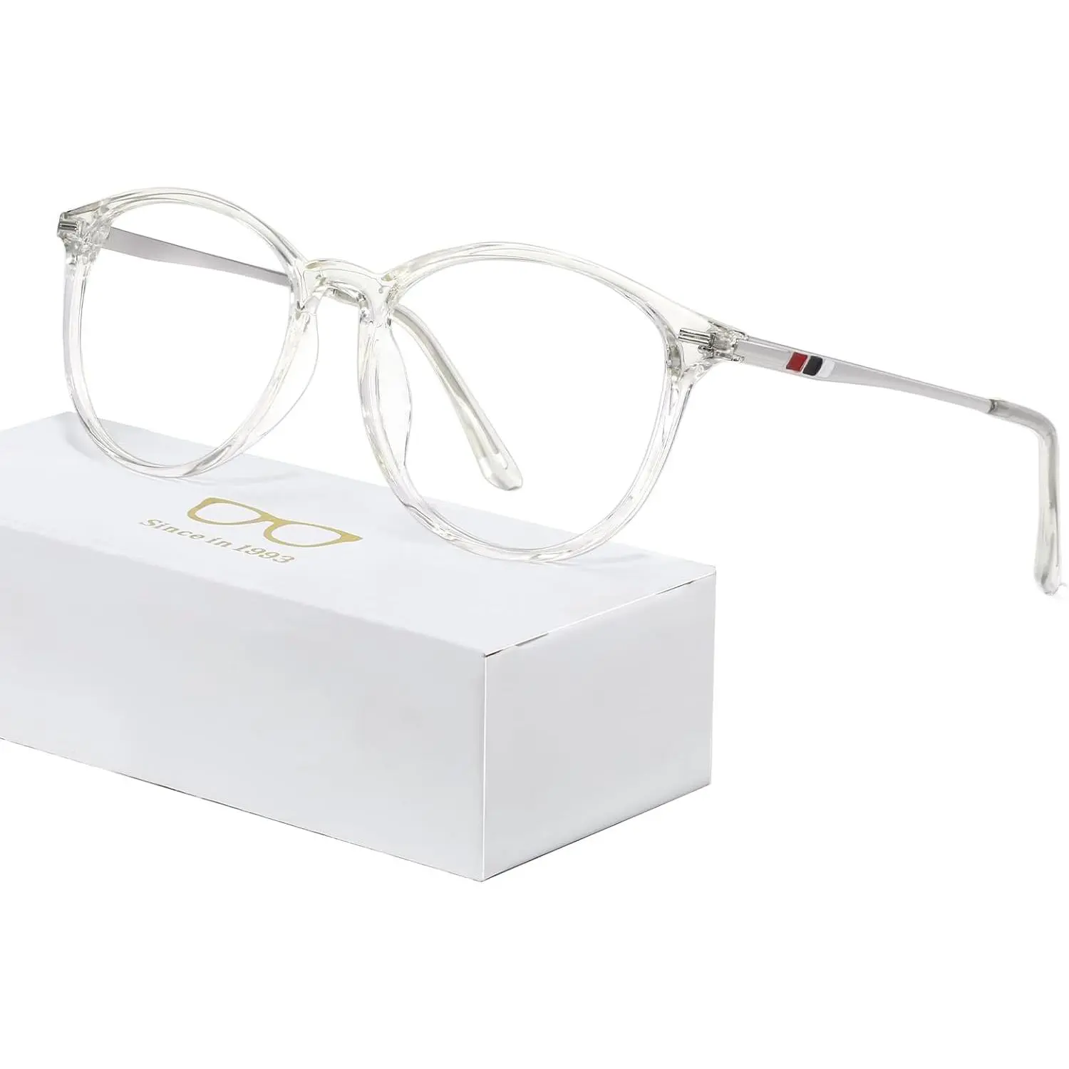 Stylish Nerd Eyewear +3.00, Unisex Transparent Plastic Frame Readers with Blue Light Blocking and Anti-UV Lens, Stylish Readers, Transparent Nerd