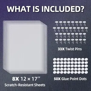 Cat Scratch Deterrent Adhesive Sheets Single Sided, 8-Pack 12 x17'' Anti Scratch Sheets, Furniture Protectors from Cats, Cat Training Sheets Couch Corner Protectors for Cats