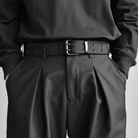 Simple Plain Striped Pattern Nylon Tape Pants Belt with Buckle, Fashion Double-hole Design Street Style Belt for Women and Men, Casual Versatile Waistband for Jeans Trousers and Daily Clothing Decoration, Adjustable Belts