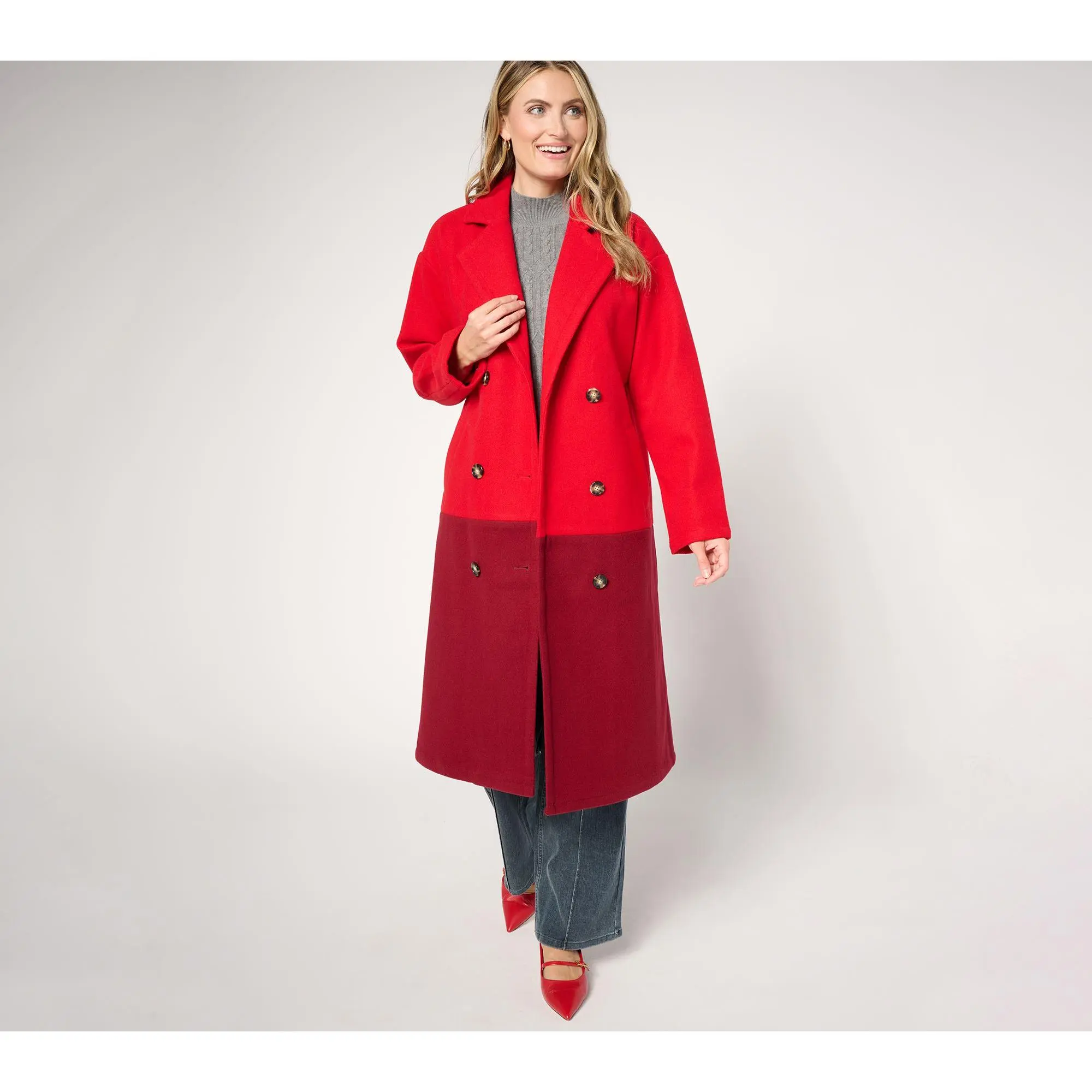 Carla Rockmore Collection Petite The Muse Color Blocked Coat
