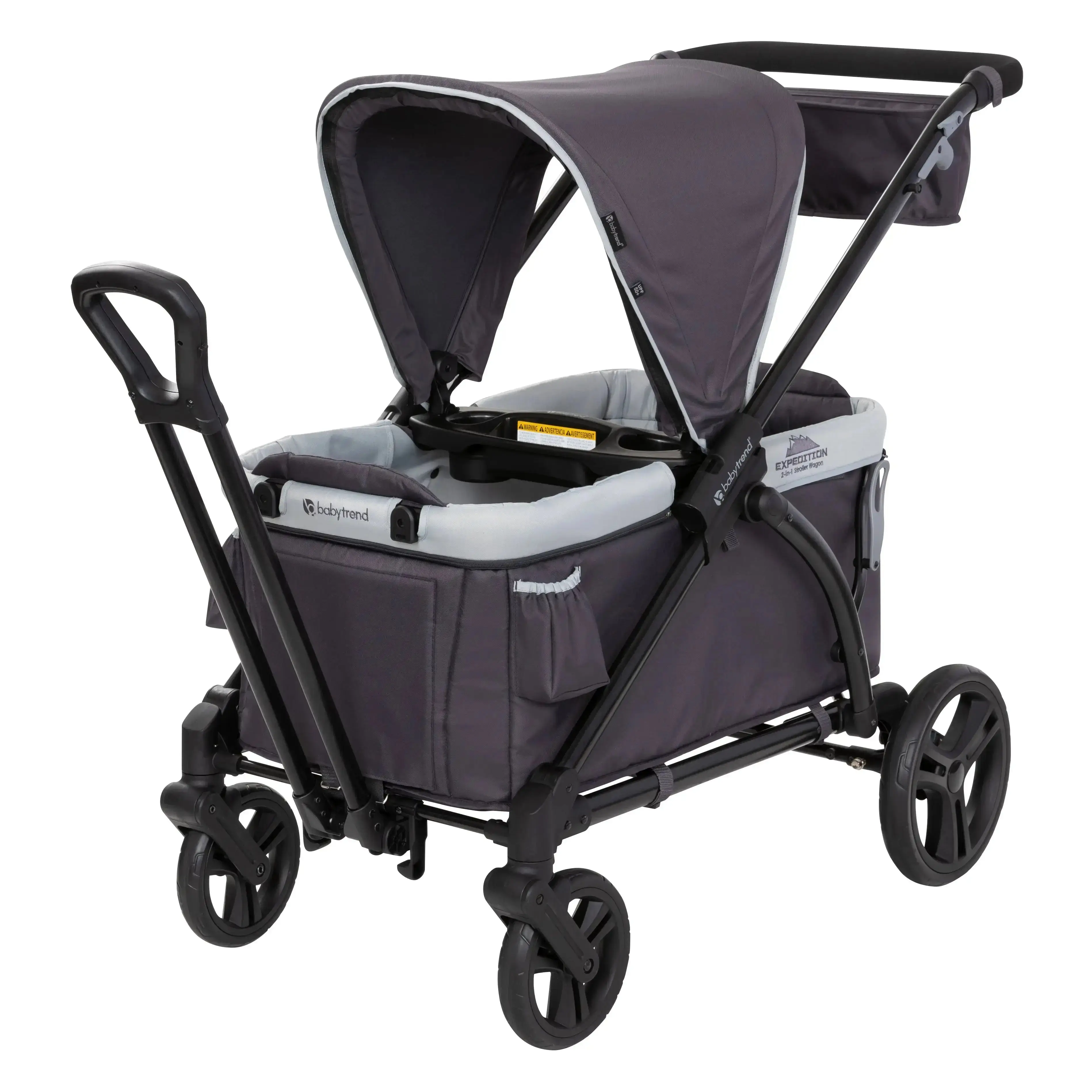 Baby Trend® Expedition® 2-in-1 Compact Collapsible Stroller Wagon w/ Extra Large Ratcheting Canopy for Sun Protection