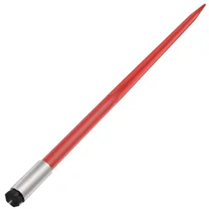 Hay Spear 49-Inch Bale Spear With 4500 Lbs Capacity, Quick Attach Square Bale Spear, 1-3/4-Inch Wide Red Coated Bale Forks, Bale Spike With Hex Nut And Sleeve For Buckets, Tractors And Loaders