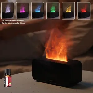 1pc 7 Color Flame Mini Humidifier Aromatherapy Humidifier - USB Powered Micro Aromatherapy Diffuser with Rose Essential Oil, Color Changing LED Night Light - Night Light for Home and Office, Great Gift for Friends, Usb Humidifier Machine