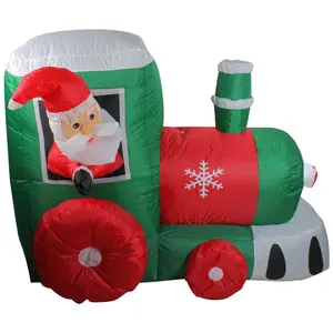 Northlight 4.5' Inflatable Santa on Locomotive Train Decor
