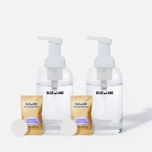 Blueland Foaming Hand Soap Duo, Plastic-Free, Eco-Friendly Hand Wash Soap Refill Tablets + 2 Refillable Glass Bottles