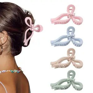 AWAYTR 4PCS Bow Hair Clips for Women Large Hair Claws Clips for Thin and Thick Long Hair Strong Hold Cute Bows Jaw Clamps Hair Accessories