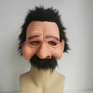 Lifelike Half-Face Black-Haired Character Mask with Realistic Hair & Expressive Features - Hand Washable for Halloween, Parties, Themed Events, Retirement Parades, & Funny Short Video Shoots