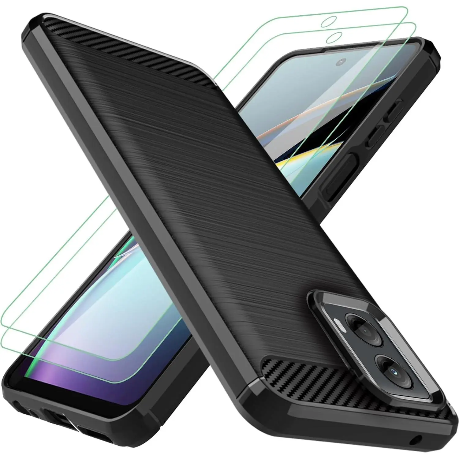 for  G-5G-2024 Case:with 2 count Screen Protector Shock-Absorption Flexible TPU Rubber Protective Cell for   G 5G 2024 Phone Case Cover(Black)