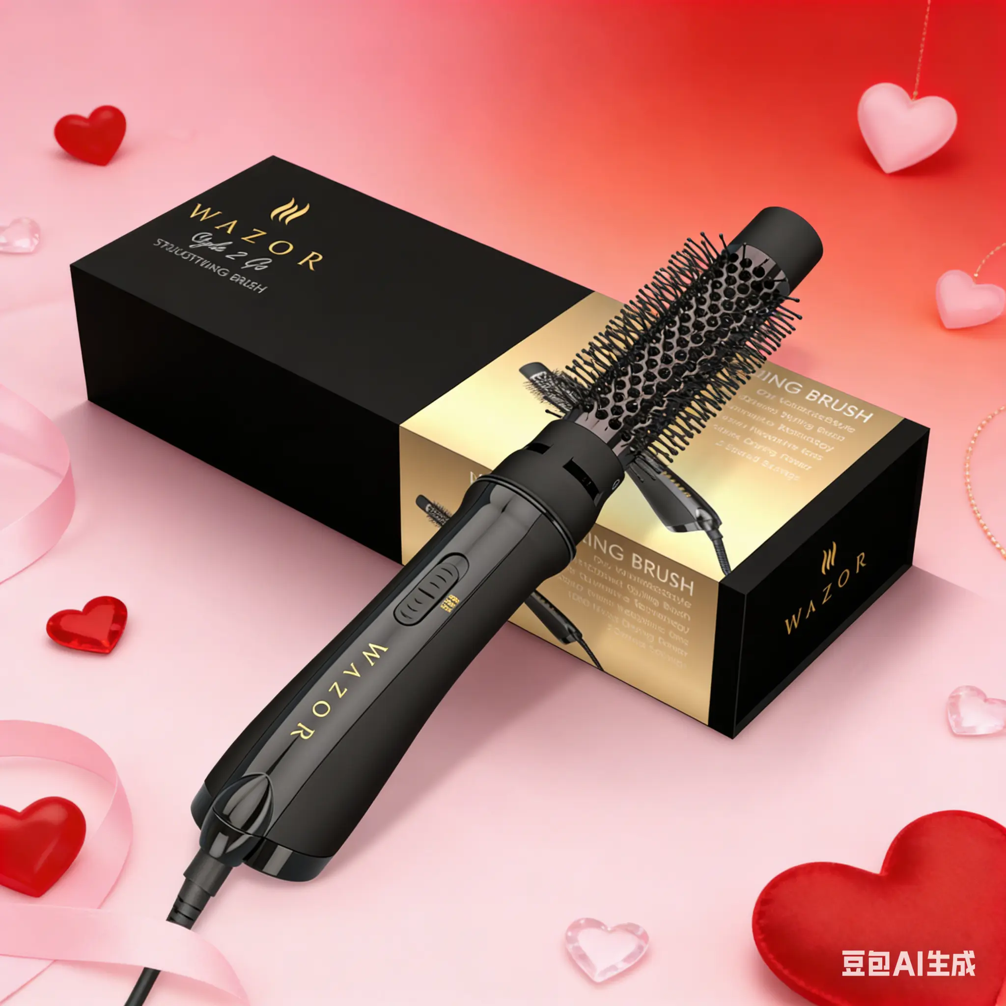 Hot Air Brush Volumizer - 2-in-1 Blow Dry & Style Tool with Negative Ions, 2 Heat Settings for Fast Drying & Root Lift, Ideal Gift (Black)