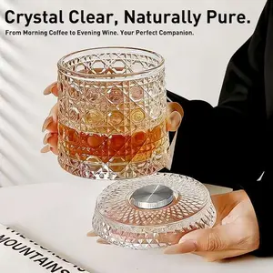 Light luxury 360° rotating crystal whisky glass star-sectioned decompression wine glass European high-end bar gift cup