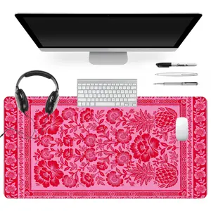 Extra Large Floral Pattern Mouse Pad Pink Red Gaming Mouse Pad 35x16 Inch Computer Keyboard Mousepad Suitable for Families, Offices and Schools. Perfect Gift for Family Members and Friends Desk Pad Desk Accessories