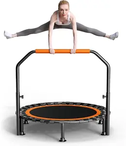 40"/48" Foldable Mini Trampoline Load 330lbs, Portable Exercise Rebounder with Durable Bungee Band, Fitness Trampoline for Adults and