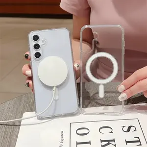 Magnetic Phone Case for Samsung Screen Protector Galaxy S25 S24 FE S23 S22 S21 Ultra Plus Edge A56 M56 A55 M55 A54 M54 A36 M36 M16 A34 A26 A16 A15 A14 A36 4G 5G with MagSafe Wireless Charging Cover Cellphone Protection Transparent Casing