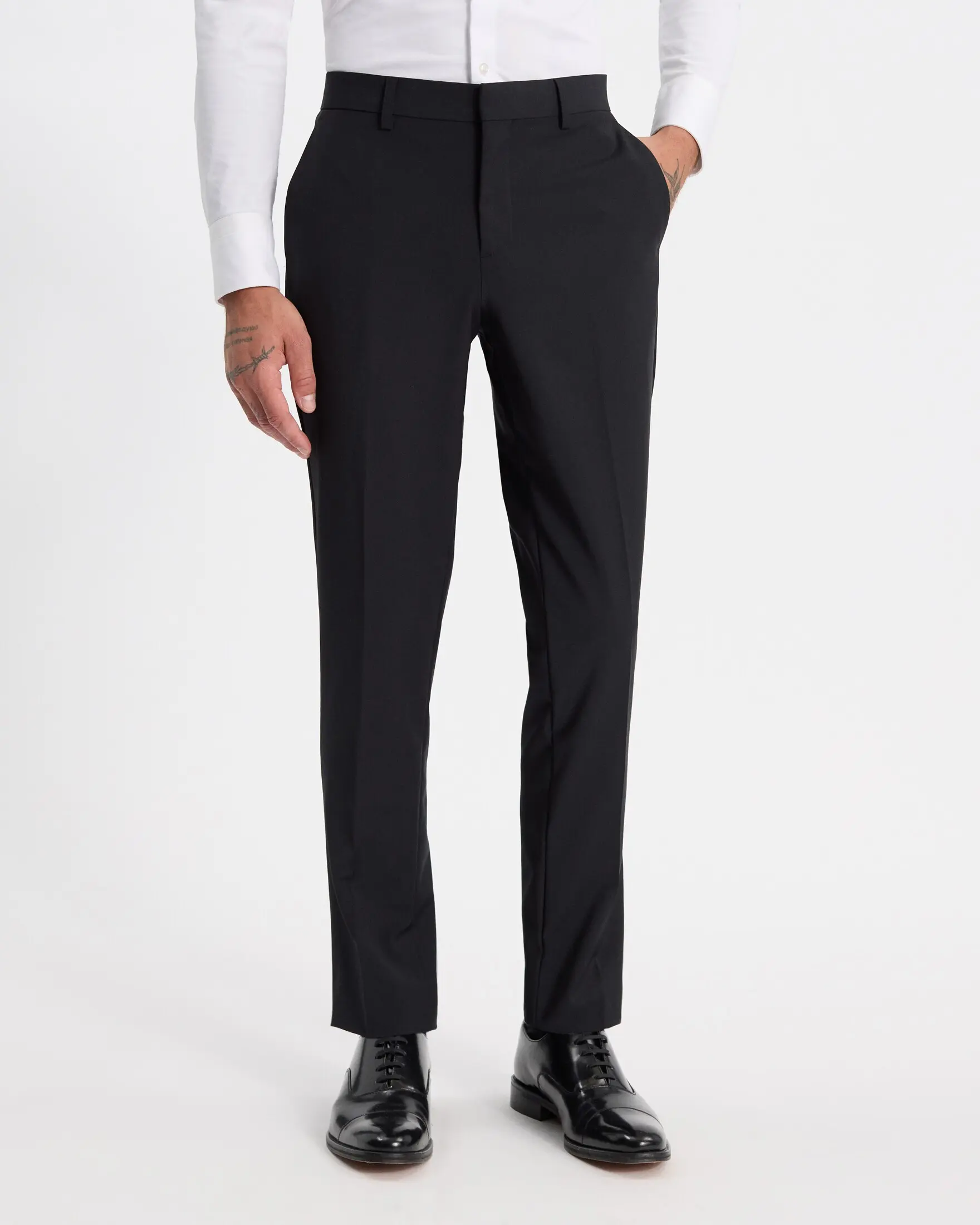 Express Slim Black Wool-Blend Washable Modern Tech Suit Pant, Formal Wear, Workwear