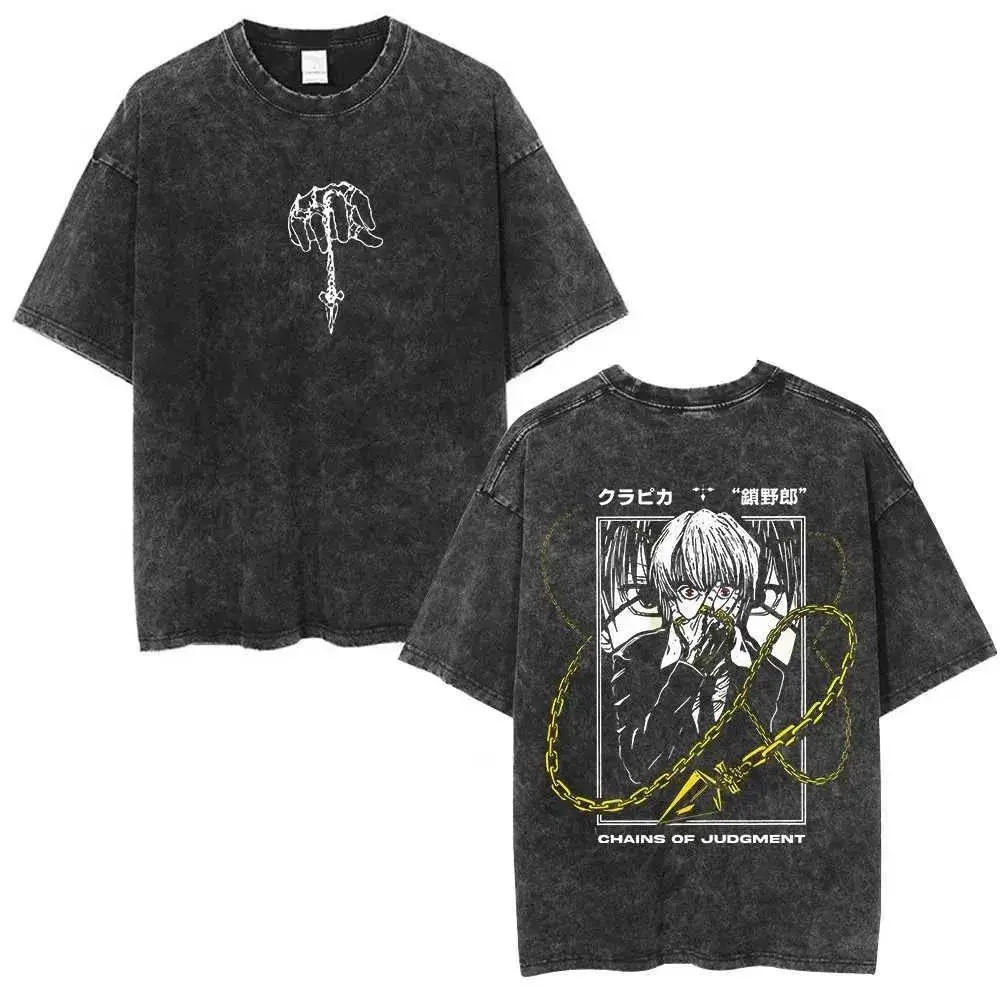 Hunter x Hunter Shirt, Phantom Troupe Kurapika Kite Gon Killua fashion wear Oversized Tshirt, Vintage Anime Graphic Tee, Acid Wash Streetwear, Spider Emblem Phantom Troupe Roster Chain Dagger Kurapika Chains of Judgment Kite Scythe Adult sohochic