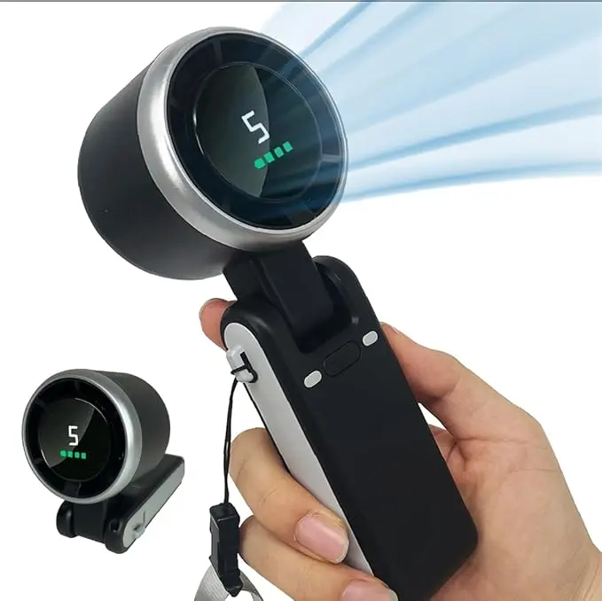 Portable Handheld Turbo Fan 5-Speed 3600 mAh Battery-Operated USB Powered Rechargeable 3-in-1 Fan with Air Turbo Tech Cooling for Outdoor Activities Travel Work