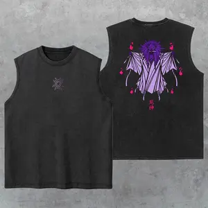 Hidden Leaf Shinobi Reaper Death Seal Vintage Washed Tank Top, Gym Essential, Vintage Casual Crewneck Short Sleeves Menswear T-shirts Classic Cotton Fabric Streetwear