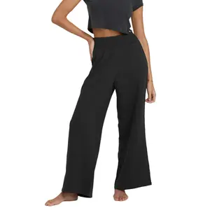 BILLABONG Women's New Waves Gauze Elastic Waist Pants, Wide Leg Pants, Business Casual Outfits, 100% cotton, Relaxed Fit