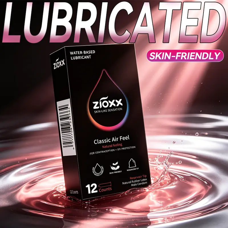 ZIOXX Classic Air Feel Male Condoms - 12 Count, 52mm Water-Based Smooth Latex Condoms with Natural Ultra-Thin Skin-Like Design, Reservoir Tip for Reliable Protection & Everyday Comfort