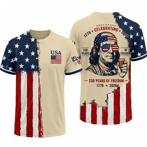 Badass Ben Franklin Drinking Tee - Limited Edition 250 Years of Freedom 1776-2026 Shirt - Men's Epic 4th of July Party American Flag T-Shirt