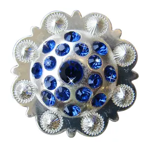 HILASON Western Screw Back Concho Sapphire Berry Crystals Cowgirl Color | Bridle Conchos Slotted