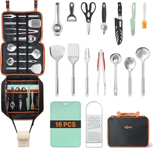 Camping Cooking Utensils Set Grilling Cookware Camp Kitchen Rotating Marshmallow Roasting Sticks BBQ Forks, Portable RV Camping Essentials Camper Must Haves for Cookouts Open Fire Pit christmas gift ideas