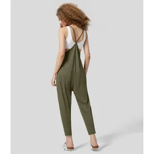 Halara Women's Backless Multiple-Pocket Ankle-Length Work Tapered Jumpsuit