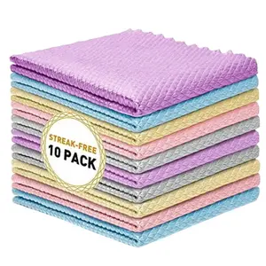 10pcs Fish Scale Cleaning Cloths, Super Absorbent Microfiber Kitchen Dish Towels, Multi-Functional Cleaner for Pots, Sinks, Cabinets, Windows, No Streaks