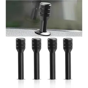 4PCS Car Door Lock Knobs, 1.96*0.47 Inch Door Lift Bolt Auto Inner Door Pull Pins, Aluminum Alloy Door Lock Cover Decor, Universal Car Accessories for Most Cars, Trucks (Black)