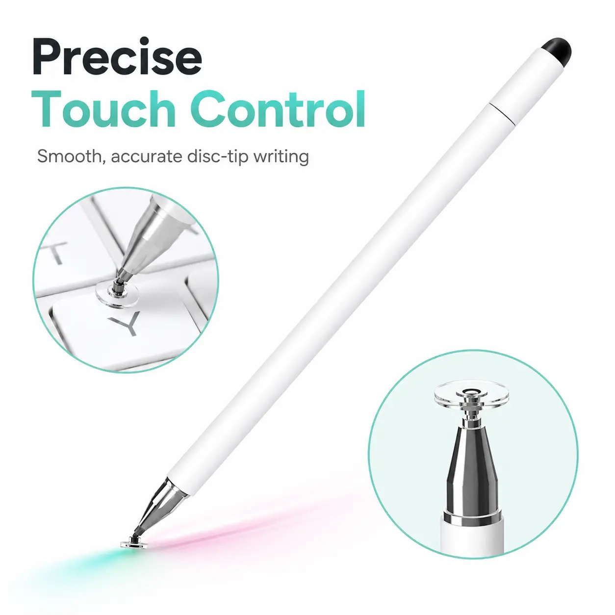 3-in-1 Touch Screen Stylus Pen, White Universal Pen for Tablets, Phones, Switch & Everyday Writing, No Bluetooth No Charging Needed, Smooth Drawing Note-Taking Pen for Students, Office, Birthday & School Gifts