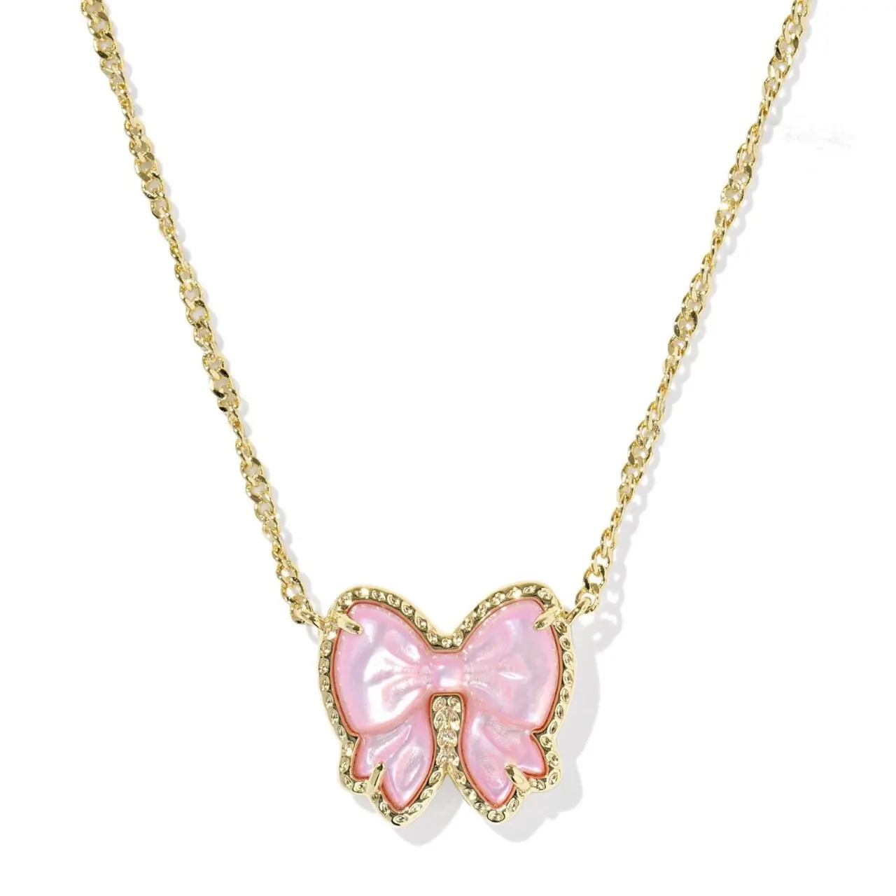 Gold-Plated Brass Bow Pendant Necklace ideal mother jewelry birthstones
