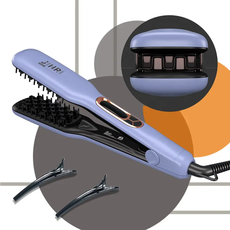 JINRI Purple Multifunctional Styler Hair Iron - Titanium, Lightweight, Adjustable Temp, 360° Tail Rotation, Pumped-Up Lasting Volume, Dual Voltage (100-240V), US Plug, Hair Styling Tools (TikTok Shop Back to School)