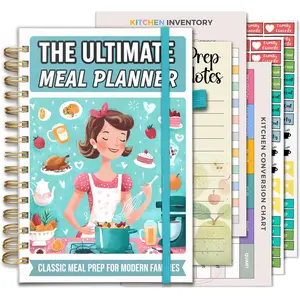 Meal Planner with Grocery List - Undated Weekly Menu  Meal Prep Notebook,  Eating   Planner, 52-Week Spiral Bound Journal, What's Cooking