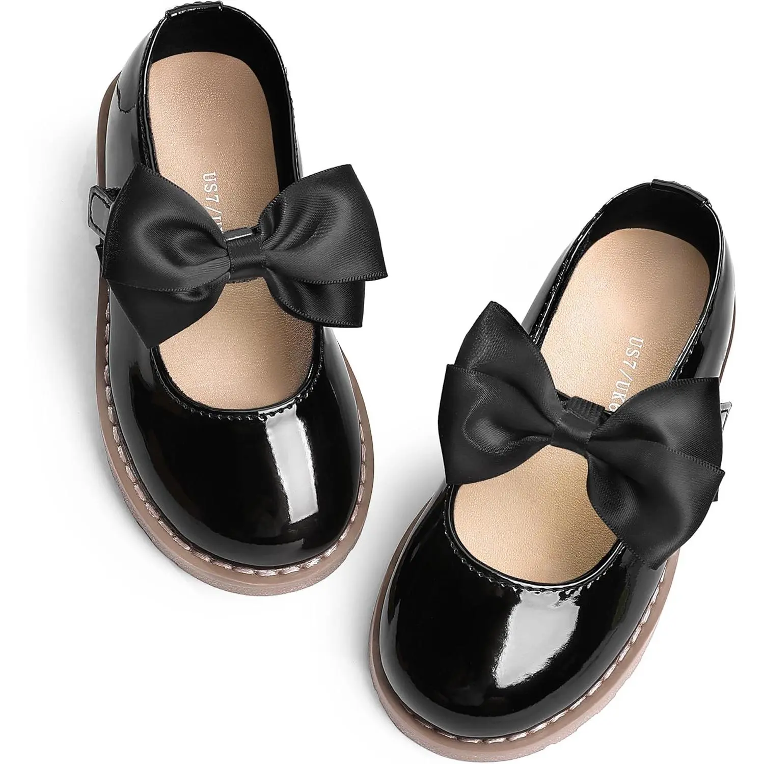 SHOESLOCKER Toddler & Big Girls' Mary Jane Dress Shoes, Princess Style Flats with Bow for Wedding & Party, Little Girls Dress Shoes, Bow Decorated Shoes, Bowknot Design Flats tiktokshopbacktoschool