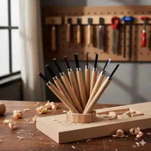 Professional Wood Carving Chisel Set: High Carbon Steel Anti-Slip Handle, Durable Engraving Tools for Fine Woodworking & DIY Home Decor Projects. Portable Multi-Function Tool Kit, Essential for Handcrafted Creations.