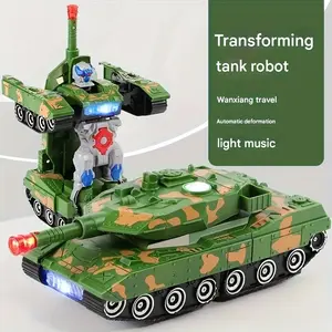 Electric transforming tank toy, a boy's toy, a tank transforming robot with flashing lights and music functions, automatic obstacle avoidance, making it a perfect gift for children on holidays, birthdays, and Children's Day.
