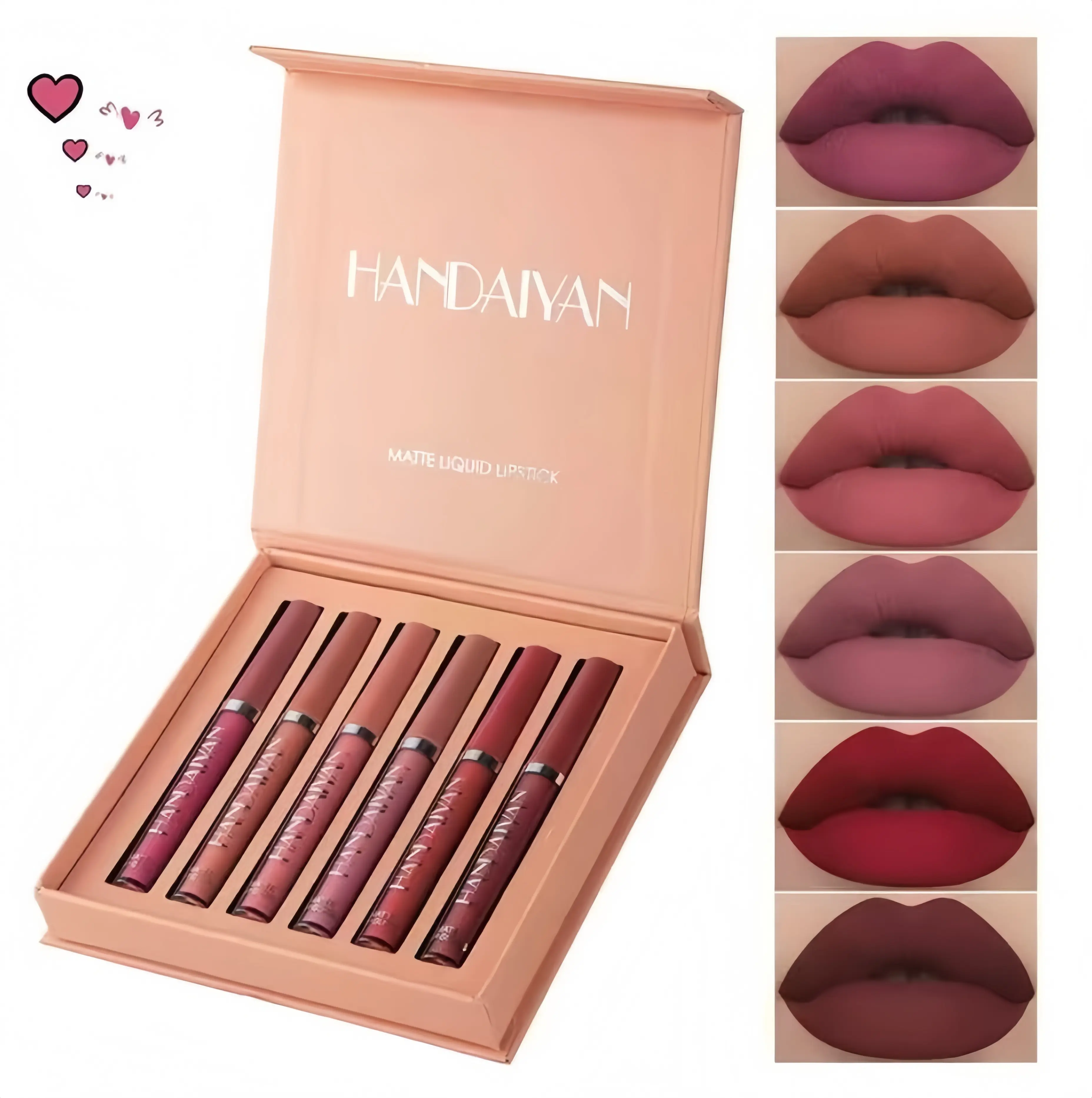 Long-lasting Matte Lip Glaze Set, 6 Counts/box Waterproof Lip Gloss, Moisturizing Hydrating Matte Lipstick, Suitable for All Occasions Lip Makeup, Lipgloss Moisturizer, Lip Products Makeup
