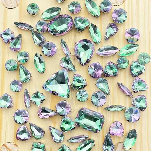 One Pack of 50 Colorful Rhinestones Hand Sewn DIY Craft Supplies, Decorative Gemstones for Shoes Hats Bags Packaging