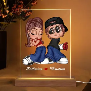 Personalized Y2-K Couple Acrylic Plaque, Anniversary Gift for Women Men Him Her Girlfriend Boyfriend, Valentine's Day Bedroom Decor, Wedding Home Keepsake