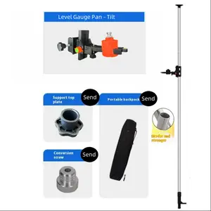 1pc Laser Level Rod, 14.76 ft Telescopic Rod with Foot - Operated Adjustment. Universal Telescopic Rod for Infrared Level Meters, with Fine - Tuning Pan - Tilt and Adjustable Extension Rod, Compatible with Any Leveling Measurement Instrument.