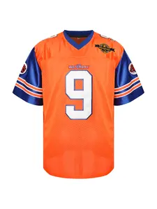 Orange Training Rugby Jersey Unisex Short Sleeve Number 9 Graphic Dry Fit Athletic Tops Breathable Sports Top Activewear Fitness