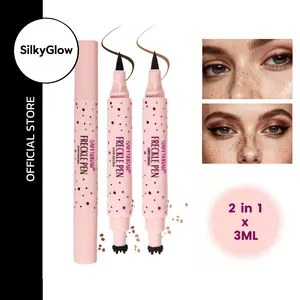 2 in 1 Artificial Freckle Stamp & Eyeliner Pen Light / Dark 3ML - A Convenient Tool for Quick Makeup, Creates Realistic & Long-Lasting Freckles, Waterproof & Sweat-Resistant, Ideal for Travel, Festivals and Social Media, Dot Pen