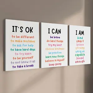 3 count wooden frame canvas, Healing is self-acceptance inspirational poster, inspirational copy decoration, mural, home decoration, modern living room decoration, suitable for corridor wall art, Hanging wall art, HD, waterproof, art