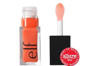 e.l.f. Glow Reviver Lip Oil Coral Fixation Ultra-Glossy Tinted Formula Infused with Jojoba Oil Vegan Cruelty-Free Non-Sticky Comfortable Application Makeup Apricot