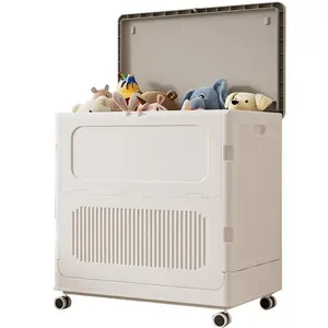 Foldable Laundry Hamper with Lid and Wheels 123L Large Capacity Dirty Clothes Hampers Plastic Rolling Laundry Basket Household Storage Box
