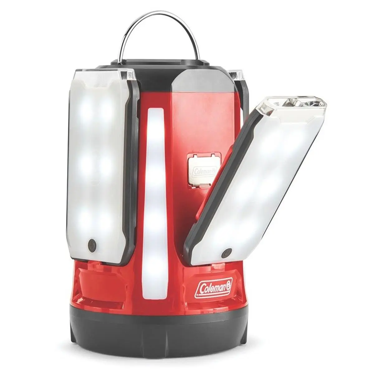 Coleman Quad Pro 800 Lumens LED Portable Panel Lantern - Rechargeable Camping Accessories with Foldable Handle, Magnetic Panels, Multiple Modes, Quad System, Individual Controls, USB Port, Built-in Rechargeable Flashlight for Hiking, Outdoor Adventures, P
